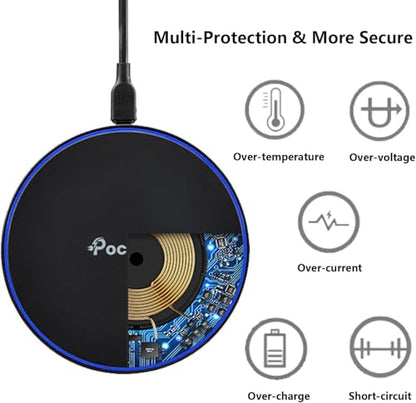 Pocxwa Wireless Charger for Samsung iPhone LG, Fast Wireless Charging Pad