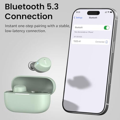 TOZO A1 Wireless Earbuds Bluetooth 5.3 Light Weight in Ear Headphones - color: Green