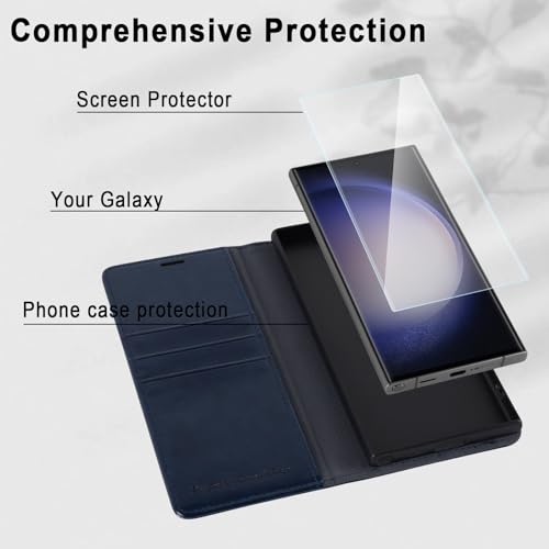 MONASAY Wallet Case for Samsung S23 Ultra with 3 Card Holders - Blue - color: Blue, size: Galaxy S23 Ultra