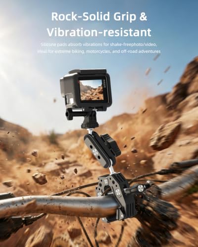 Phone Clamp Mount, 360° Dual Ballhead for Phone & Action Camera