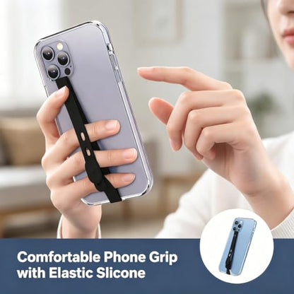 3 PCS Phone Loop Strap iPhone Clip Finger Grip Holder Stretchable Flexible Elastic Silicone Hand Band Ultra Slim Adjustable Wireless Charging Universal for iPhone Most Phone Cases