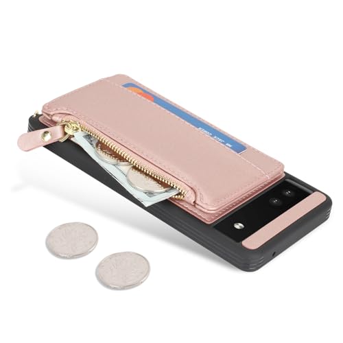 Cavor Compatible with Google Pixel 6a Case Wallet, Rose Gold - color: Rose gold, size: Google Pixel 6a