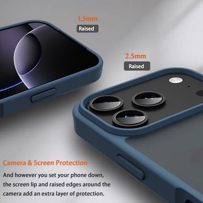 for iPhone 17 pro max Case Translucent Matte Phone Cover, [10 FT Military Grade Drop Protection] Slim Durable Shockproof Protective Bumper (Dark Blue, iPhone 17 pro max) - color: Dark Blue, size: iPhone 17 Pro Max
