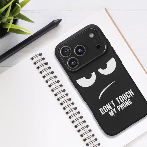 kwmobile TPU Silicone Case Compatible with Apple iPhone 17 Pro - Case Soft Cover - Don't Touch My Phone White/Black - size: iPhone 17 Pro