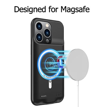Battery Case for iPhone 14 Pro, 10000mAh Portable Protective Charging Case with Wireless Charging Compatible with iPhone 14 Pro (6.1 inch) Rechargeable Battery Pack Charger Case with Carplay (Black) - size: iPhone 14 Pro