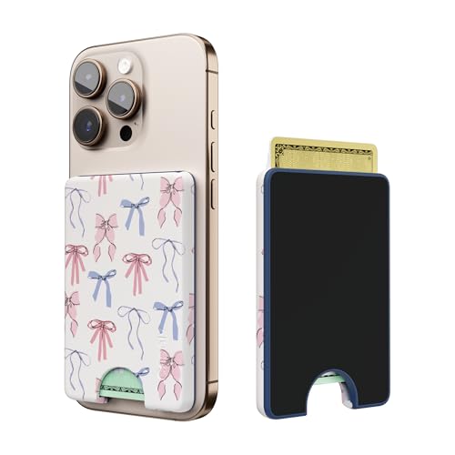 Casely MagWallet | Coquette Girlie | Pastel Bows | Slim Wallet Card Holder | Compatible with MagSafe | Soft-Touch Hard Silicone | Holds Up to 3 Cards - color: Coquette Girlie | Pastel Bows