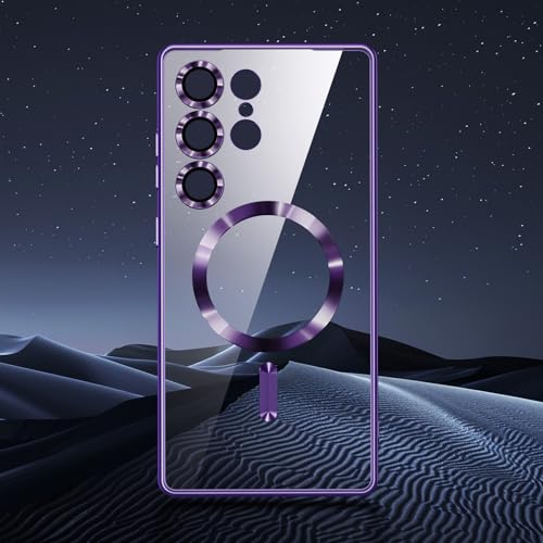 Hurgoer for Samsung Galaxy S22 Ultra Case.Soft TPU Electroplated Frame Cover with Clear Back.Drop Tested Protective Full Body Case.Thin Light Slim【Not Magsafe】 (Deep Purple, S22 Ultra) - color: Deep Purple, size: S22 Ultra