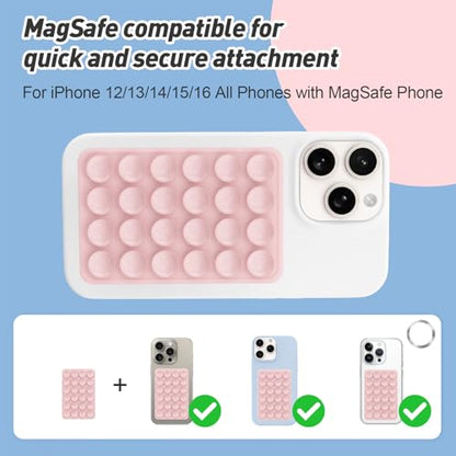 Magnetic Suction Phone Mount for MagSafe Case,Silicone Sticky (Pink) - color: Pink