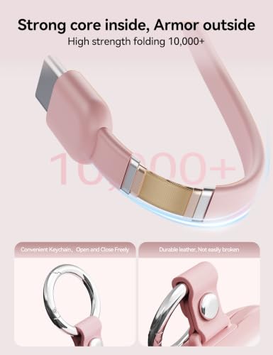 Portable Charger 10000mAh 22.5W Power Bank Built-in 2 Cables Keychain | Charge 5 Devices, TSA approved, Travel Fast Charging Battery Pack for iPhone Samsung Google Android & iWatch Charger, Pink - color: Pink