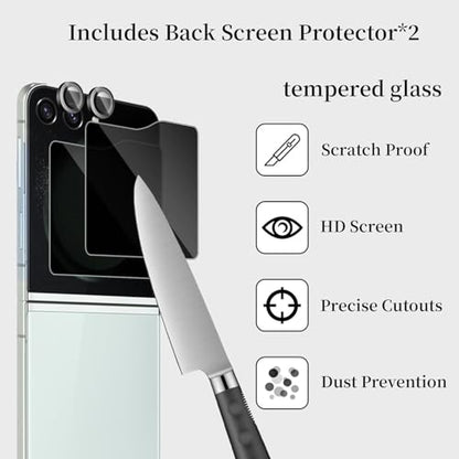 [1 Set] for Samsung Galaxy Z Fold 7 Privacy Screen Protector, Inner Anti-Spy Screen TPU Flexible Film + Back Privacy Glass Screen Protector Tempered Glass + Camera Lens Protector, Case Friendly - size: Galaxy Z Fold 7