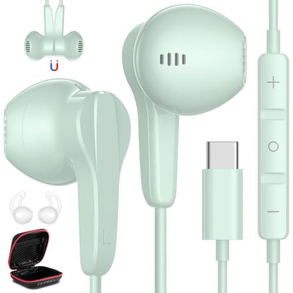USB C Headphones Wired for iPhone 17 Air 16 15 18 Pro Max Duo Plus, Green - color: Green