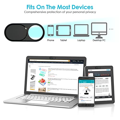 Laptop Camera Cover Slide, 0.027 Inch Ultra-Thin Metal Camera Privacy Covers, Webcam Cover Camera Cover Slide for iPhone, iPad, Mac, MacBook, Laptop, PC, Protect Your Privacy Security (Black-3 Pack) - color: Black - 3 Pack