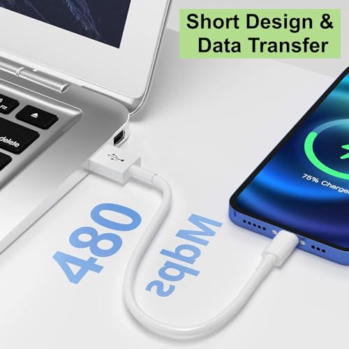 Short iPhone 15/16/17 CarPlay Cable 1.15ft [2-Pack] – USB A to USB C Fast Charging Cord for Apple iPhone Pro/Max/Air, Android Auto Charger for Samsung Galaxy S24/S23, Google Pixel, Z Flip - style: USB to USB-C 1.15 ft