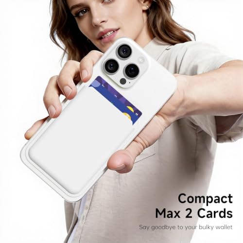 LoeoeL Magnetic Phone Wallet Compatible with Magsafe Wallet, Silicone ID Credit Card Holder Wallets for Back of Phone Pocket, Slim Thin Pouch Sleeve Wallets for iPhone Samsung Pixel, White - color: White