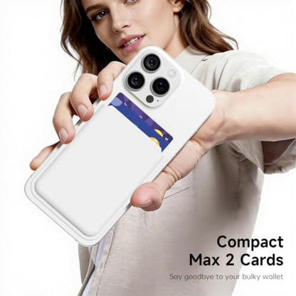 LoeoeL Magnetic Phone Wallet Compatible with Magsafe Wallet, Silicone ID Credit Card Holder Wallets for Back of Phone Pocket, Slim Thin Pouch Sleeve Wallets for iPhone Samsung Pixel, White - color: White