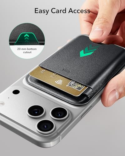 ESR for MagSafe Wallet, 5 Card Holder for Phone Case, RFID Blocking | MagSafe Sticker Included, Slim Magnetic Wallet for iPhone 17 Pro Max 17e 16 15 14 13 12 Series, Selected Samsung Galaxy,Black - color: Black