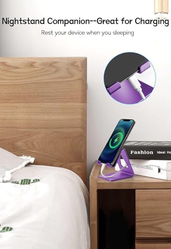 Aoviho Cell Phone Stand for Desk, Aluminum Phone Holder,Purple - color: Purple