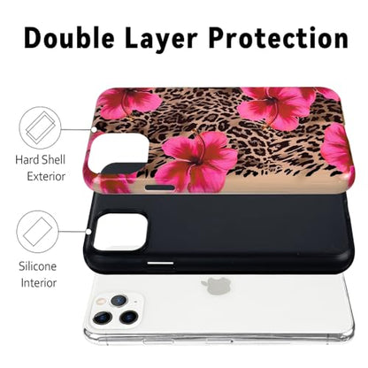 Lovmooful for iPhone 11 Pro Max Case Cute Flower Leopard-Hibiscus | Compatible for iPhone 11 Pro Max Case,Aesthetic,Hibiscus,Floral,2 in 1,for Women Girls,Soft TPU+PC,Shockproof,Protective - size: iPhone 11 Pro Max