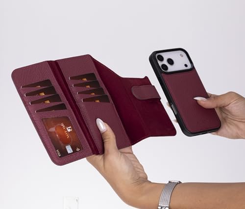 Bayelon iPhone 17 Pro Trifold Wallet Case - RFID & MagSafe Compatible - Burgundy - color: Burgundy, size: iPhone 17 Pro