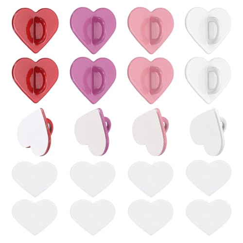 MECCANIXITY 12 Pcs Heart Phone Charm Hook, Adhesive Cell Phone Charm Holder Metal Finger Grip Loop for DIY Case Pad Tablet, Red/Rose Red/Dark Pink/Light Pink - color: Red/Rose Red/Dark Pink/Light Pink