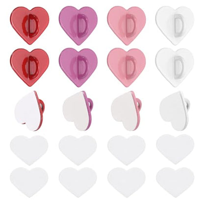 MECCANIXITY 12 Pcs Heart Phone Charm Hook, Adhesive Cell Phone Charm Holder Metal Finger Grip Loop for DIY Case Pad Tablet, Red/Rose Red/Dark Pink/Light Pink - color: Red/Rose Red/Dark Pink/Light Pink
