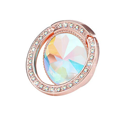 Glitter Bling Bling Phone Ring Holder,Sparkle Phone Ring Grip Artificial Diamond Stand,Rhinestone Cell Finger Ring for Phones,Pad(Rose Gold) - color: Rose Gold
