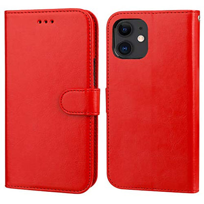 Bocasal Detachable Wallet Case Card Holder for iPhone 11, Red | Kickstand Card Slots Holder PU Leather Magnetic Shockproof Wrist Strap Removable Flip Protective Cover 6.1 inch - color: Red