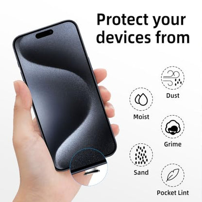USB C Dust Plugs 5 Pack Anti Dust Charging Port Cover for iPhone 18 Pro Max - color: Black