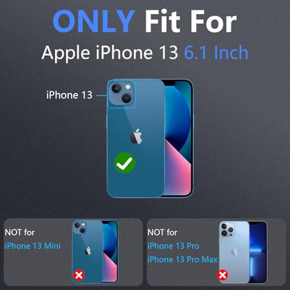 YmhxcY for iPhone 13 Case, 2X Glass Screen and Camera Protector, 3 in 1 Heavy Duty Shockproof Drop Protection Stripe Rubber Cover for 13 6.1"-Red/Gray - color: Red/Gray