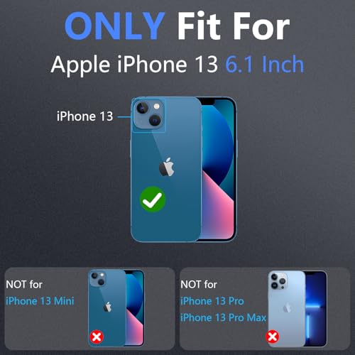 YmhxcY for iPhone 13 Case, 2X Glass Screen and Camera Protector, 3 in 1 Heavy Duty Shockproof Drop Protection Stripe Rubber Cover for 13 6.1"-Dark Blue - color: Dark Blue