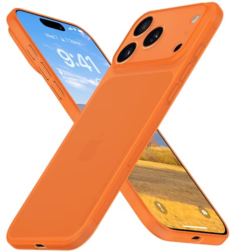 memumi Case for iPhone 17 Pro Max Ultra Thin 0.3mm [No-Case Feeling] Matte Hard Cover with Camera Protection for iPhone 17 Pro Max Slim Cover in Minimalist, Semi-Transparent Frosted Orange - color: Semi-Transparent Frosted Orange