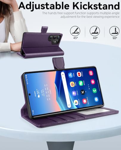 OCASE Compatible with Galaxy S25 Ultra Wallet Case, PU Leather Flip Folio Case with Card Holders RFID Blocking Kickstand [Shockproof TPU Inner Shell] Protective Phone Cover 2025, Dark Purple - color: Dark Purple, size: Samsung Galaxy S25 Ultra
