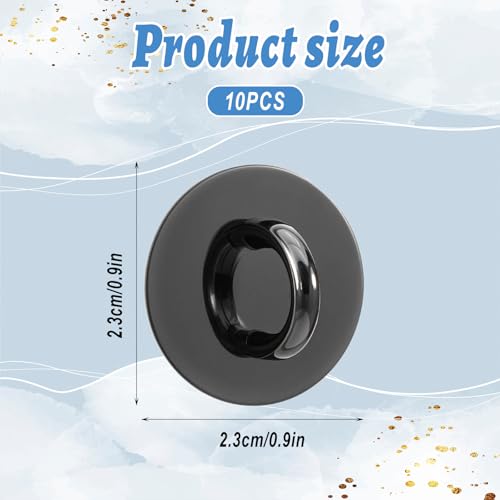 10 PCS Phone Charm Hook, Adhesive Metal Round Cell Phone Finger Ring Holder, Cute Phones Grip Loop Stand Universal Charms Holder for Cell Phones Case Tablet DIY Hanging Accessories (Black)