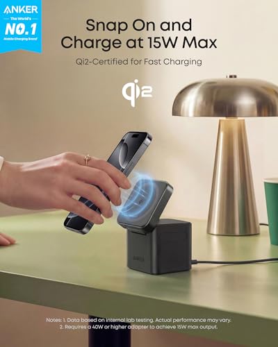 Anker 3-in-1 Cube MagSafe Compatible Qi2 15W Foldable Charging Station - color: Anker Black