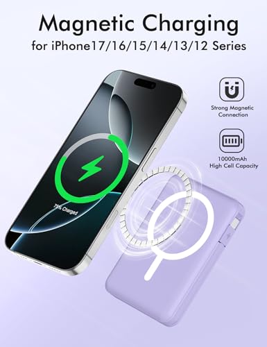 podoru for Magsafe Power Bank, 10000mAh Magnetic Portable Charger - color: Purple