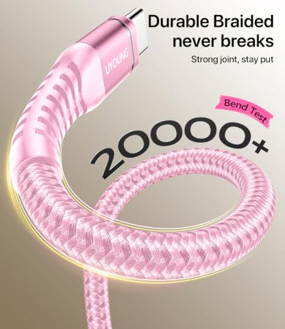 USB A to USB C Cable 3A Fast Charging 10FT, 2Pack USB to USBC Cable for - color: Pink, size: 10FT, style: 60W USB A to USB C