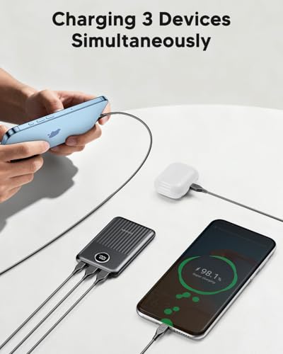 Portable Charger,Ultra Slim 10000mAh 22.5W Power Bank,USB C in/Output Fast Charging Mini Battery Pack Compatible with iPhone 17 16 15 14 Samsung S23 S22 S21 Google iPad etc (Black) - color: Black