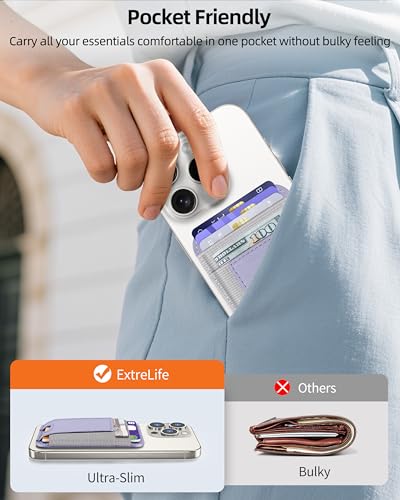 Upgraded for Magsafe Wallet, 7 Card Holder, RFID Blocking, Strongest Magnet | Magnetic Wallet for iPhone 17/16/15/14/13/12 Series, for iPhone Magsafe Wallet with 2 Card Slots, Vegan Leather, Light Purple - color: Light Purple-Upgraded