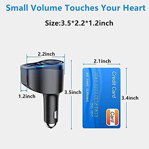 4 in 1 USB C Car Charger, 168W Multi USB Cigarette Lighter Adapter - color: PD3.0+ USB C-C Cable