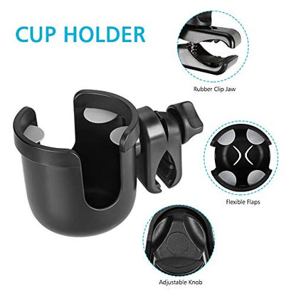 Accmor Stroller Cup Holder, Drinks Holder Bike Walker Wheelchair - color: All Black