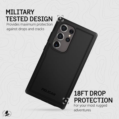 Pelican Voyager - Samsung Galaxy S24 Ultra Case [6.8”] [18ft MIL-STD Drop Protection] [Wireless Charging] Rugged Phone Case for Samsung Galaxy S24 Ultra w/Belt Clip Holster Stand -Anti Scratch - Black - color: Black