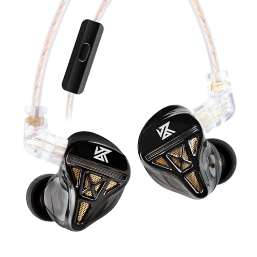 IEM Headphone with Mic,KZ DQS Gaming Earbuds,Bass Clear Wired Earphones - color: KZ DQS-Black, size: with MIC