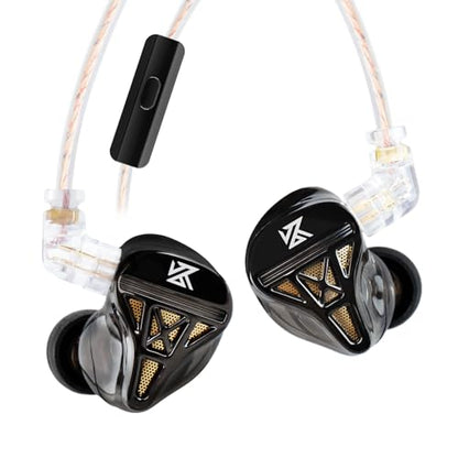 IEM Headphone with Mic,KZ DQS Gaming Earbuds,Bass Clear Wired Earphones - color: KZ DQS-Black, size: with MIC