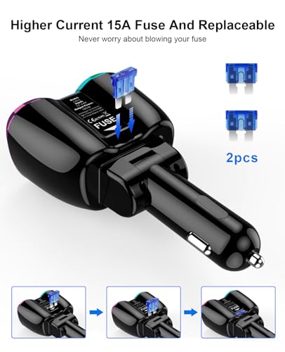 Cigarette Lighter Splitter, 180W 2-Socket Cigarette Lighter Adapter - color: Pinkish Blue