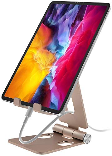 Aduro U-Rise XL Adjustable Aluminum Tablet Stand iPad Holder Foldable Phone Stand Compatible with iPhone iPad Pro 11, 9.7, 10.5 Air Mini 4 3 2, Nexus, Tab, E-Reader (4-12") Gold - color: Gold