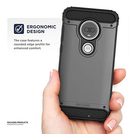 ENCASED Heavy Duty Moto G7 Case (2019 Scorpio Series) Military Grade Rugged Phone Protection Cover (Motorola G7) Gunmetal Grey