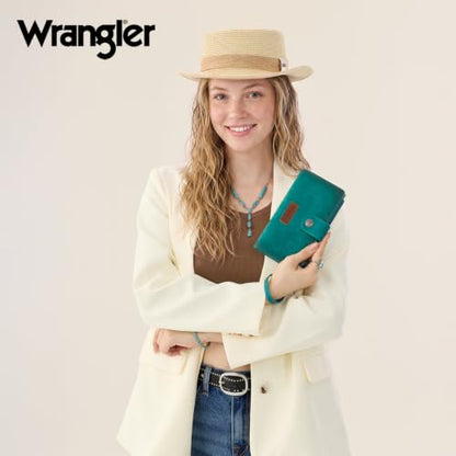 X Wrangler Wallets Women Minimalist Wristlet Wallets, Card Cases & Money Organizers Wallet Bifold with Phone Pocket - color: Tuiquoise