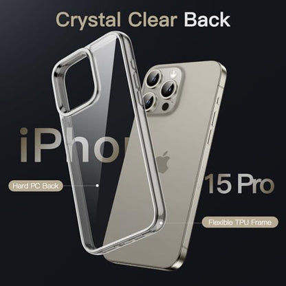 JETech Case for iPhone 15 Pro 6.1-Inch, Non-Yellowing Shockproof Phone Bumper Cover, Anti-Scratch Clear Back (Natural Titanium) - color: Natural Titanium, size: iPhone 15 Pro