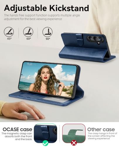 OCASE for Samsung Galaxy S26 Wallet Case, Card Holder, Blue | RFID Blocking, Kickstand, Magnetic Closure, PU Leather Flip Folio, Shockproof TPU Shell, Protective Phone Cover (6.3") 2026 - color: Blue, size: Samsung Galaxy S26