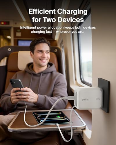 Belkin 67W GaN USB C Retractable Charger Block Fast Charging for Travel - color: White, style: 67W